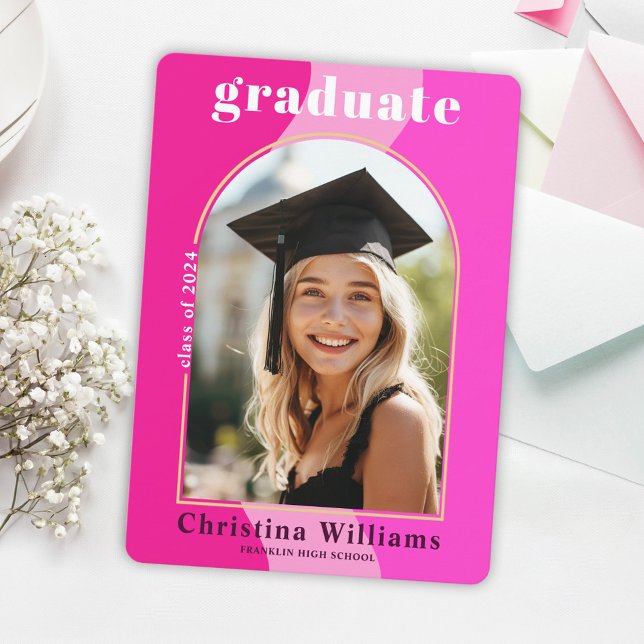 Invitation Graduate Pink Modern Photo Party (Graduate Pink Modern Photo Graduation Party Invitation)