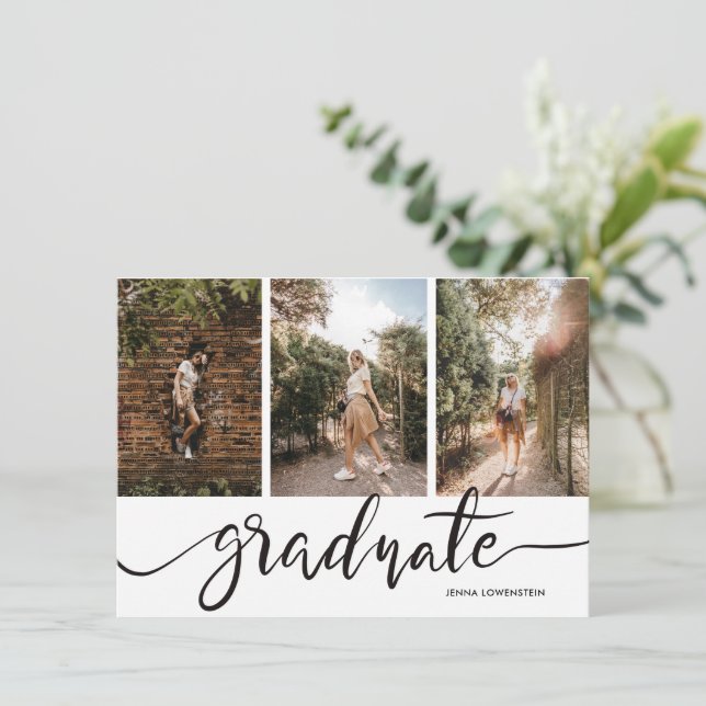 Invitation Graduate Script Trois Photos Graduate Party Invi (Debout devant)
