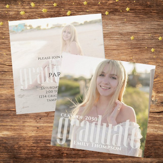 Invitation Graduate Simple Modern Two Photo (Créateur téléchargé)
