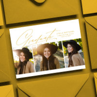 Graduate three photo simple modern golden yellow