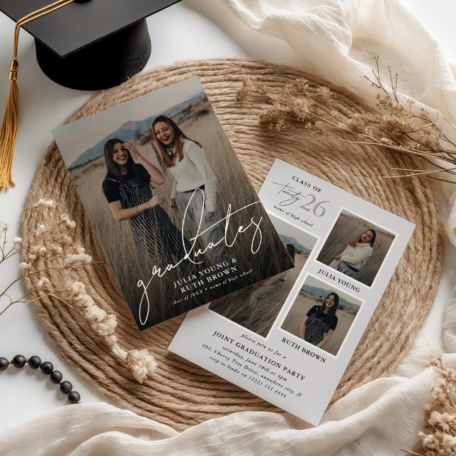Invitation Graduates 4 Photo Collage Joint Graduation Party  (Créateur téléchargé)