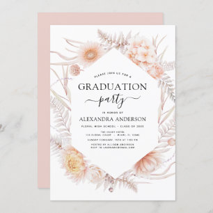 Invitation Graduation 2022 Boho Chic Dusty Pink Desert Invita