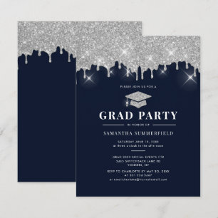 Invitation Graduation 2022 Parties scintillant Silver Sparkle