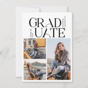 Invitation Graduation 2023 Multi Photo Green Black Grad Party