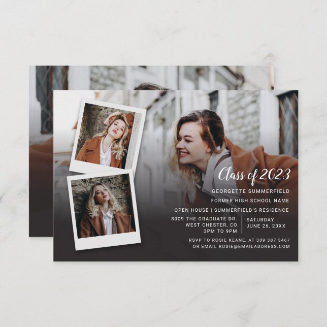 Invitation Graduation 2024 Multi-Photo Script Open House (Devant / Derrière)