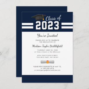 Invitation Graduation 2024 Navy Blue Grad Party