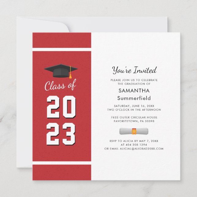 Invitation Graduation 2024 Red Graduate Photo Party (Devant)