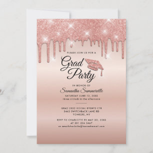 Invitation Graduation 2024 Rose Gold Drip Grad Party