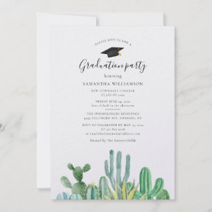 Invitation Graduation 2024 Watercolor Cactus Grad Party