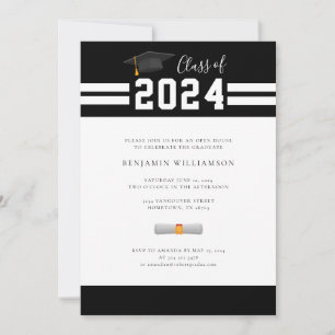 Invitation Graduation 2025 Black White Photo