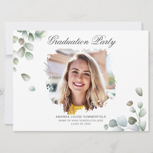 Invitation Graduation 2025 Eucalyptus Grad Photo Party (Devant)