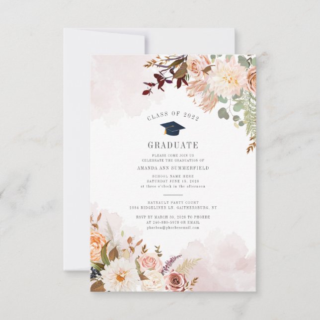 Invitation Graduation 2025 Floral Grad Party (Devant)