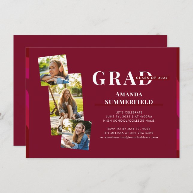 Invitation Graduation 2025 Grad Photos Party (Devant / Derrière)