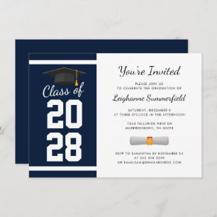 Invitation Graduation 2025 Modern Navy Blue Grad Party