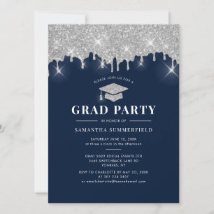 Invitation Graduation 2025 Navy Blue Grad Party