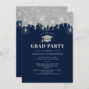 Invitation Graduation 2025 Parties scintillant Grad Navy Blue