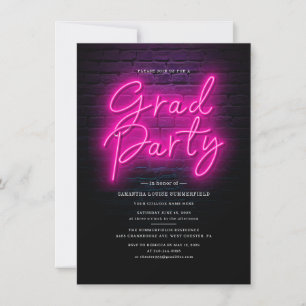 Invitation Graduation 2025 Pink Neon Grad Party