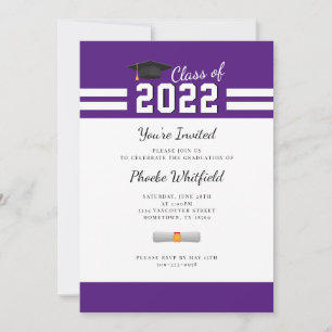Invitation Graduation 2025 Purple Blanc Simple Grad Party
