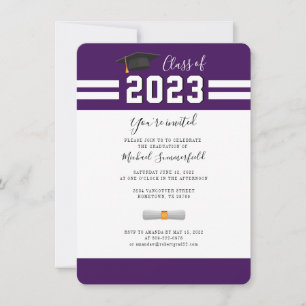 Invitation Graduation 2025 Purple White Grad Party