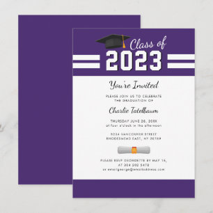 Invitation Graduation 2025 Purple White Graduate Party