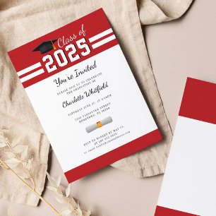 Invitation Graduation 2025 Red White Gard Party