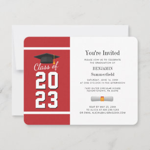 Invitation Graduation 2025 Red White Grad Party