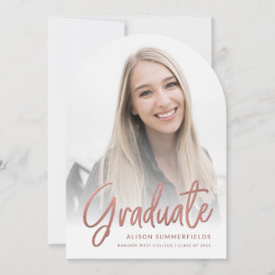 Invitation Graduation 2025 Rose Gold Script Grad Party