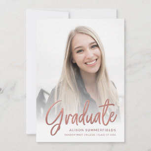Invitation Graduation 2025 Rose photo Gold Script Grad Party