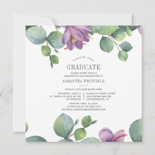 Invitation Graduation 2025 Watercolor Eucalyptus Party