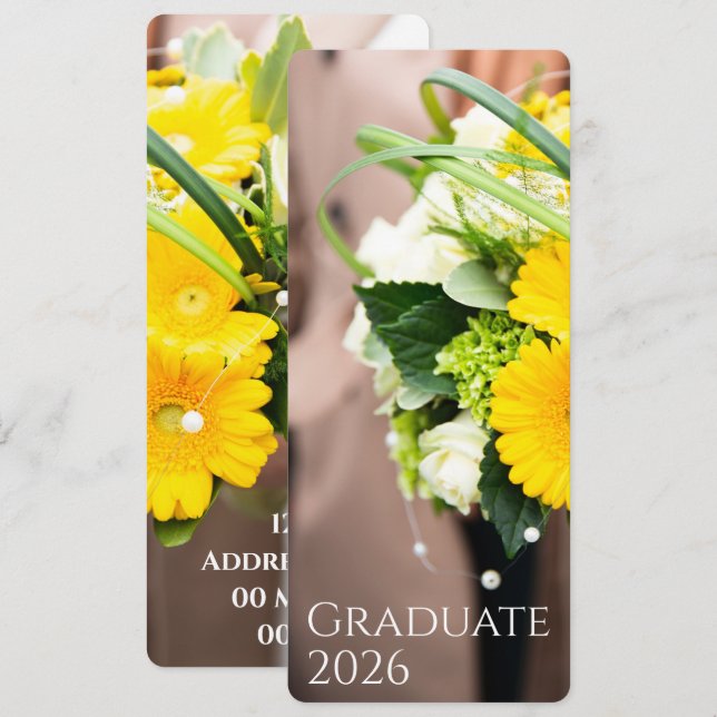 Invitation Graduation 2026 Custom Text Sunflower Announcement (Devant / Derrière)