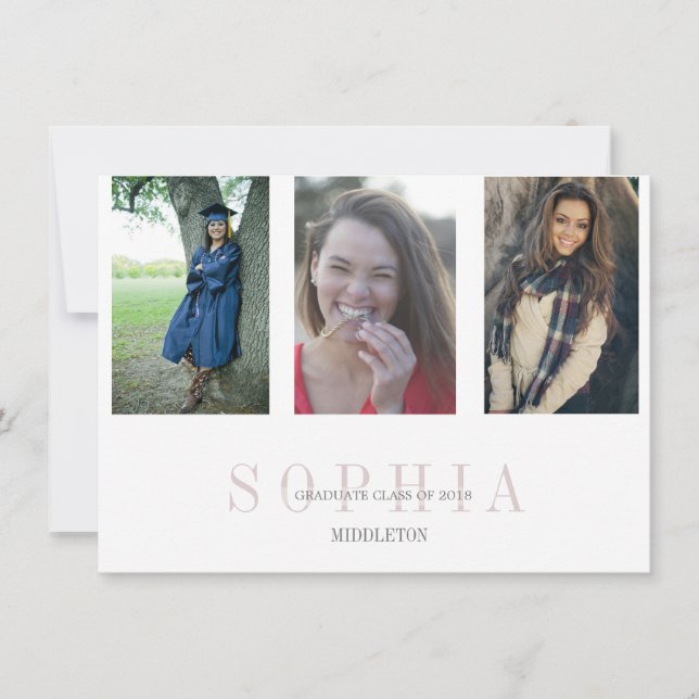 Invitation Graduation 3 Photo Modern Overlay Party (Devant)