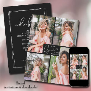 Invitation Graduation 4 Photo Collage Party
