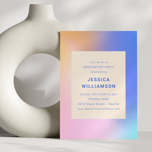 Invitation Graduation Abstraite rétrograde violet rose (Créateur téléchargé)