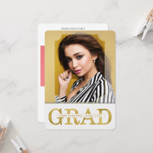 Invitation Graduation Announcement Faux Gold Vertical Photo