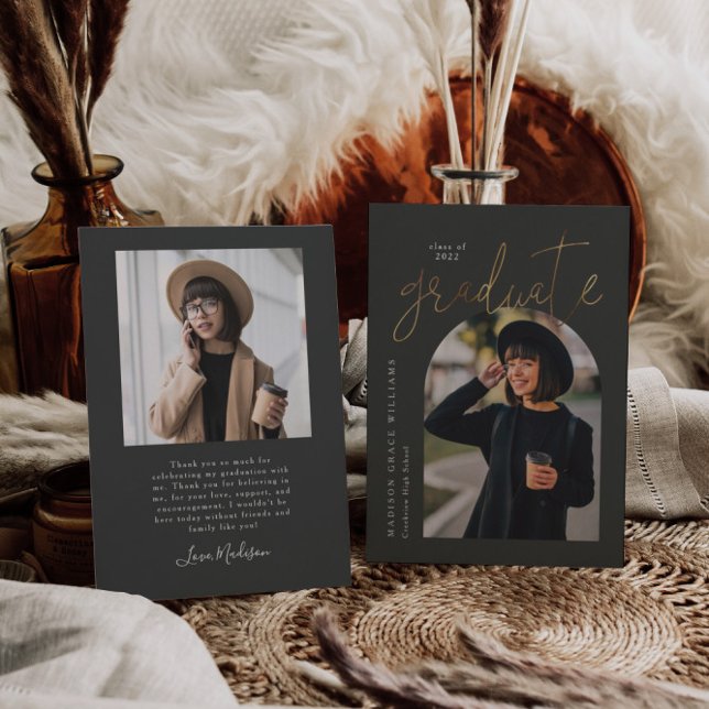 Invitation Graduation Arch moderne Gold Charcoal Grey (Créateur téléchargé)