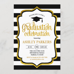 Invitation Graduation - Black Gold White