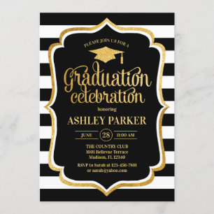Invitation Graduation - Blancs noirs d'or