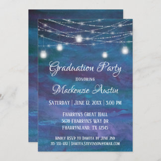 Invitation Graduation Blue-Ombre | Violet violet turquoise