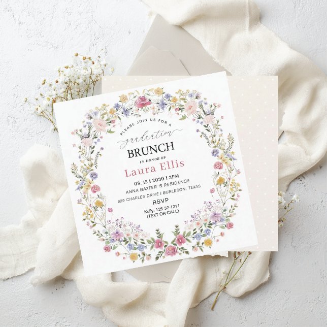 Invitation Graduation Brunch elegant modern watercolor (Créateur téléchargé)