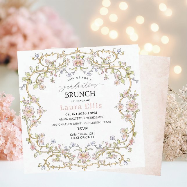 Invitation Graduation Brunch elegant modern watercolor (Créateur téléchargé)