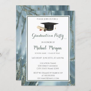 Invitation Graduation Cap Marbre, Stone Graduation Party