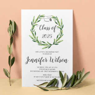 Invitation Graduation Casquette de la couronne verte