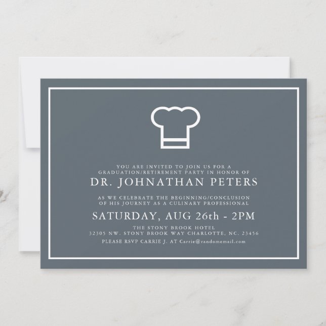Invitation Graduation Chef minimale|Invitation de retraite (Devant)