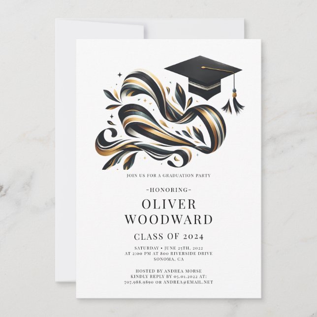 Invitation Graduation Class of 2024 illustration Grad Party (Devant)