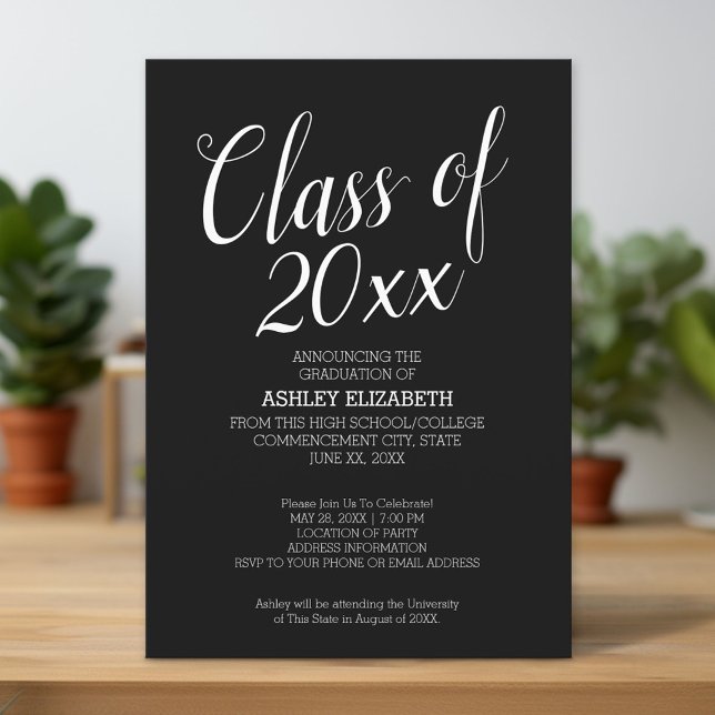 Invitation Graduation - Classe de Black White Mod Party (Custom Graduation Announcement and Invitation)
