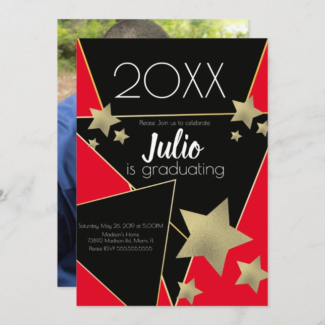 Invitation Graduation College Highschool Celebration Photo I (Devant / Derrière)