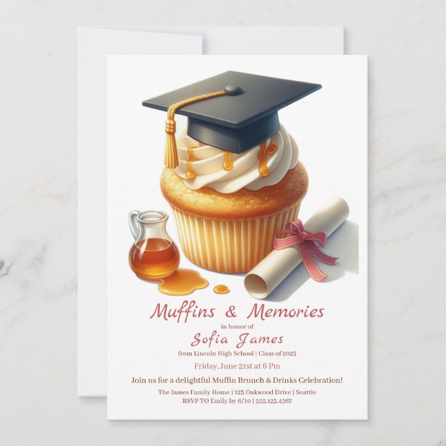Invitation Graduation Cupcake Brunch Celebration (Devant)