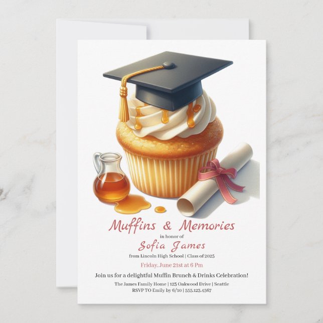 Invitation Graduation Cupcake Brunch Celebration (Devant)