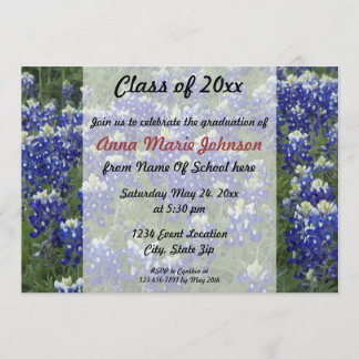 Invitation Graduation de la photo de terrain du Texas Bluebon