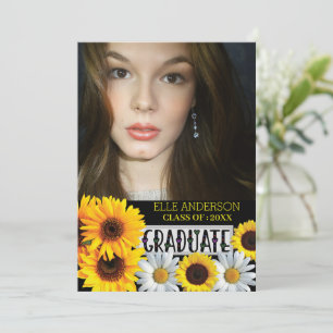 Invitation Graduation de la photo de tournesol moderne